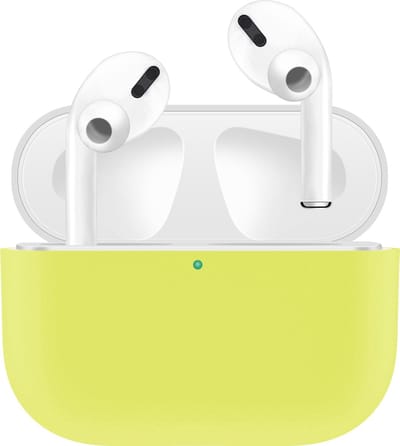 KELERINO. Siliconen Case geschikt voor Apple AirPods Pro - Hoesje - Geel / Wit