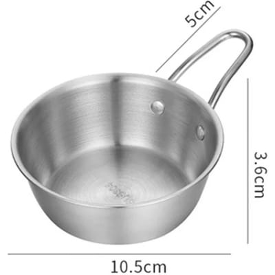1 pièce Bols à sauce alimentaires ménagers Vaisselle de dessert pour crème glacée Cuisine Acier inoxydable Coréen Rond Vin de riz avec poignée gray