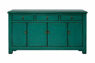 Fine Asianliving Antieke Chinese Dressoir Aqua Groen High Gloss B154xD40xH90cm Chinese Meubels Oosterse Kast