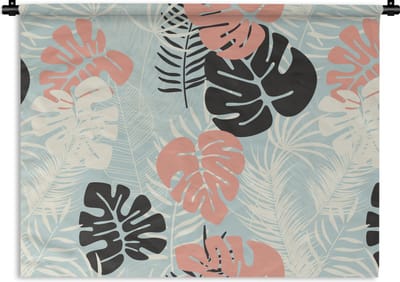 Wandkleed - Wanddoek - Bladeren - Monstera - Pastel - Hawaii - Patronen - 60x45 cm - Wandtapijt