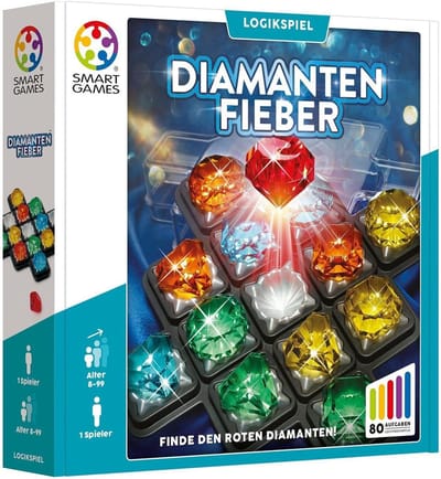 Edelsteen Spel - Deduktief Puzzel - Logisch Denken - 80 Uitdagende Taken - 24 x 24 cm - blauw