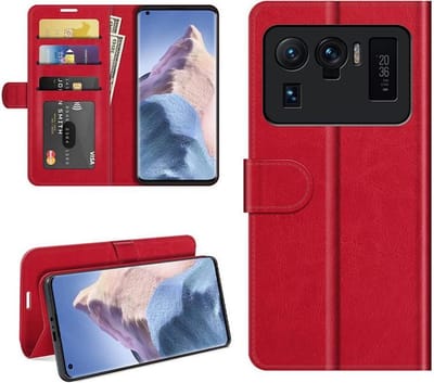 MobyDefend Hoesje - Geschikt voor Xiaomi Mi 11 Ultra - Wallet Book Case (Sluiting Achterkant) - Rood