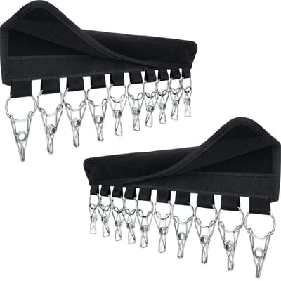 2 stuks - Hoeden Organizer - met 10 RVS Clips - Draagbare kledinghanger - Multifunctionele clip - Ruimtebesparend - voor Petten Caps Mutsen en Hoeden - Zwart