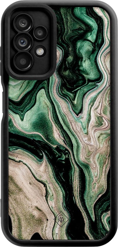 Casimoda® hoesje - Geschikt voor Samsung Galaxy A23 - Groen marmer / Marble - Zwart TPU Backcover - Marmer - Groen