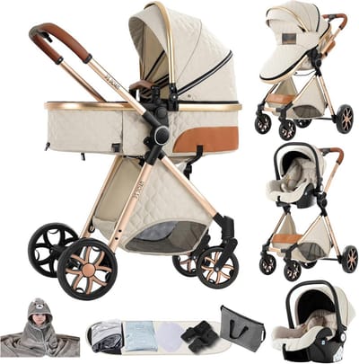 3-in-1 Kinderwagen Reiswieg Systeem Inclusief Slaapstand en Zitstand