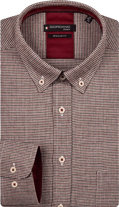 Giordano – Ivy – Heren – Overhemd – Pied-de-Poule – Rood – 527310-40