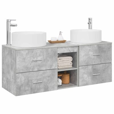 vidaXL - Badkamermeubel - Set - 3 - st - Betongrijs - 129 - x - 44,5 - x - 80 - cm