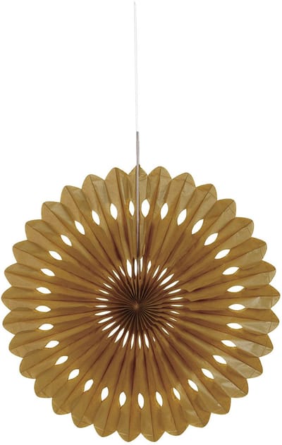 UNIQUE - Gouden papieren rozet 40 cm, decoratieve waaier om op te hangen