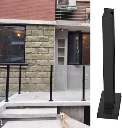 Glazen Baluster Vierkant - Glazen Hekpaal - Balkon Terras - Roestvrij Staal 304 - 10-12mm Glas - Zwart