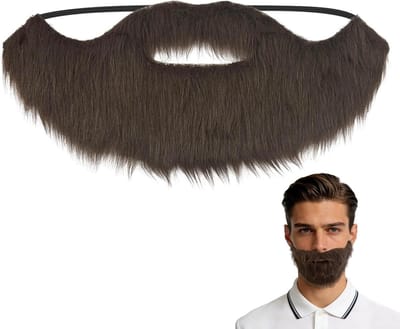 Realistische Bruine Neppartijbaard voor Mannen | Zacht Faux Bont met Elastische Band | Perfect voor Halloween, Cosplay en Kostuumfeesten
