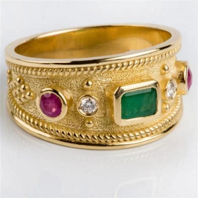 Luxe herenringen goudkleurig rond vierkant klassiek vintage ontwerp groen rood steen feestaccessoires cadeau 8 beige
