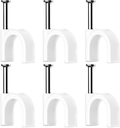 Kabelclips voor muur en plafond, 60 stuks, wit, met spijkers, ideaal voor kabelbeheer en organisatie