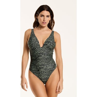 Shiwi Ladies Lara Swimsuit Mixed Animal Forest Green Mixed Animal Size: 34 | One-Pieces Outlet | Dames | Zwart