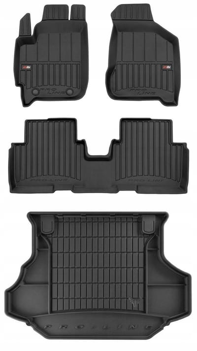 FROGUM PROLINE 3D Set - Rubberen Automatten + Kofferbakmat - Geschikt voor KIA Carens II (2002-2006) - 5-persoons - Zwart