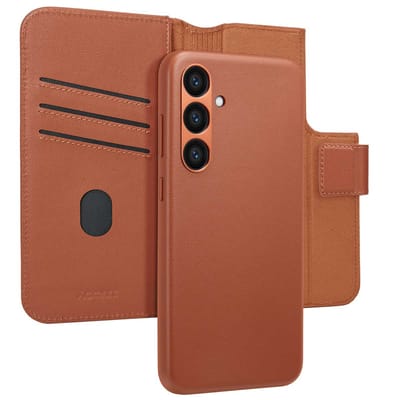 Accezz Hoesje - Geschikt voor Samsung Galaxy S23 FE - Leather Bookcase 2-in-1 met Magnetische Ring - Sienna Brown