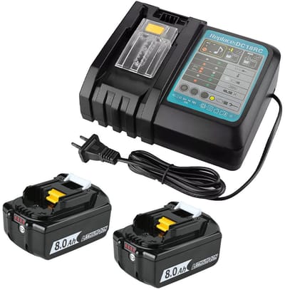 2 Stuks 8000mAh Compatibel met Makita 18V – Snellader Inbegrepen – Compatibel met Makita 18V Li-ion Gereedschapsaccu’s