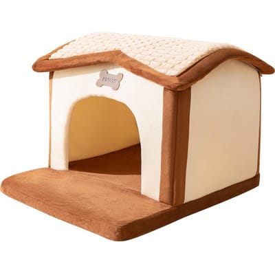 Niche pour chien quatre saisons, niche pour petit chien, amovible, amovible, mobile, pour l'hiver, pour chat, fournitures pour animaux de compagnie S brown