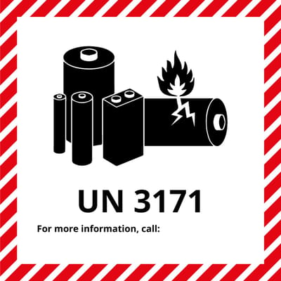 UN3171 sticker op rol met telefoonnummer 50 x 50 mm - 475 per rol