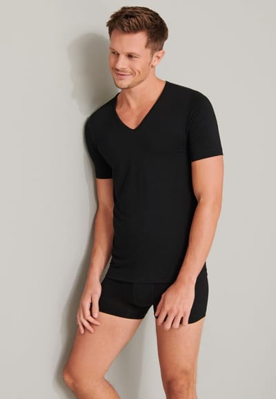 SCHIESSER Personal Fit T-shirt (1-pack) - heren shirt korte mouwen v-hals zwart