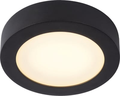 Lucide BRICE-LED - Plafonnière (Plafondlamp) Badkamer - Ø 18 cm - LED Dimbaar - 1x12W 3000K - IP44 - Zwart