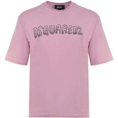 DSquared2 Heren Best Fade Cartoon Logo Loose Fit T-shirt (Stoffige roos)