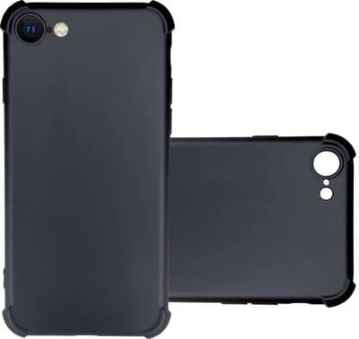Zwarte Anti Shock Hoesje Geschikt Voor iPhone SE 2022 / 2020 / 8 / 7 - ShockProof Siliconen Hoesje