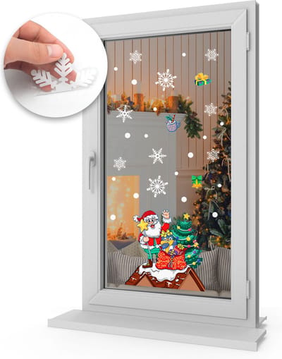 Q2P - Kerst Raamstickers - Kerstman - Gekleurd - Raamdecoratie - Stickers - Raamversiering - Kerst – 30 Stuks