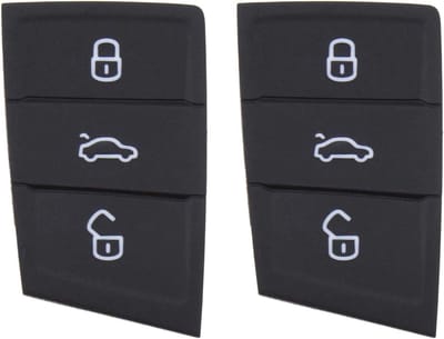 Vervangende Knoppen voor Autosleutel - 2x 3 Knoppen Zwart Rubber voor Lock, Unlock en Kofferbak Golf 7 en Polo