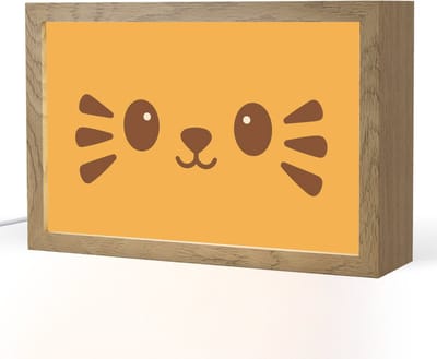 Nachtlampje 30x20 cm - Kinder lampje - Kat - Simplistisch - Oranje - Vrolijk - Tafellamp kinderkamer - Slaapkamer lamp - Bedlamp kinderen - Kinderlampje stopcontact - Wandlamp babykamer - Nachtlampjes