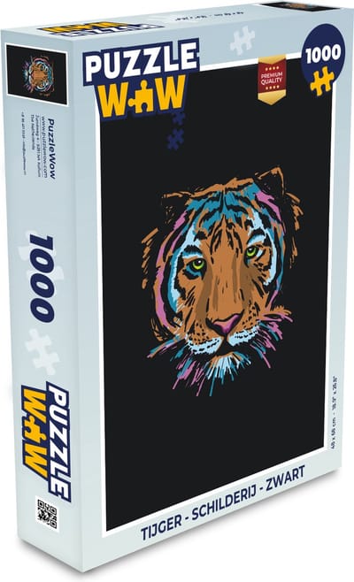 Puzzel Tijger - Schilderij - Zwart - Legpuzzel - Puzzel 1000 stukjes volwassenen