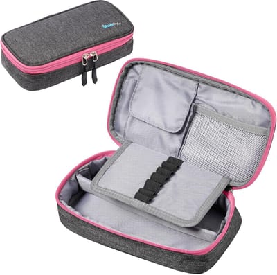 Potlood Etui - Opberger Tas - Bureau Organisatie - Gerecycled Materiaal - 25 x 14 cm - Grijs Roze