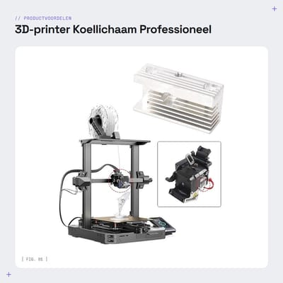 Dailygoods- Koellichaam Professioneel - Aluminium Constructie - Efficiënte Warmteafvoer - Inclusief Schroeven - Voor Creality Ender-3 S1 - Koelblok