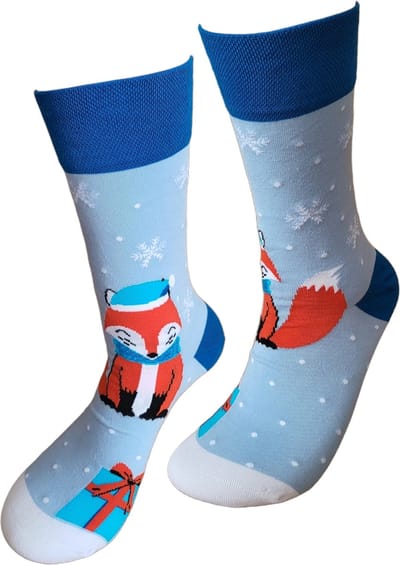 Grappige Sokken - Kerst Sokken - Vos sokken - Vosje - leuke sokken - vrolijke sokken - witte sokken - tennis sokken - sport sokken - valentijns cadeau - sokken met tekst - aparte sokken - Sokken waar je vrolijk van wordt - maat 37-44