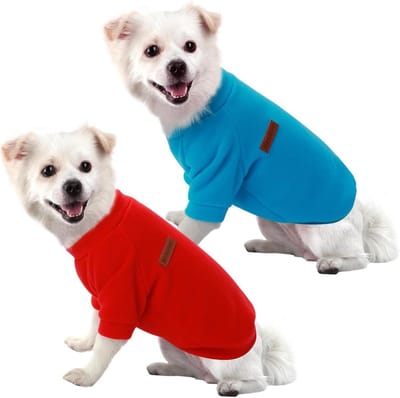 Hondenhoodie voor Kleine Honden, Warme en Lichtgewicht Trui voor Chihuahua's, Rekbaar en Zacht, Gemakkelijk Aan te Trekken, 2 Stuks in Rood en Blauw (3XL)