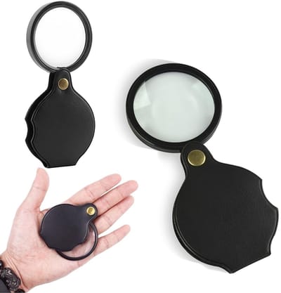 Dailygoods- Vergrootglas 10-voudige vergroting - Mini-zakvergrootglas - Draagbaar - Opvouwbaar - 2 stuks - Hoogwaardige optische lenzen - Handloep