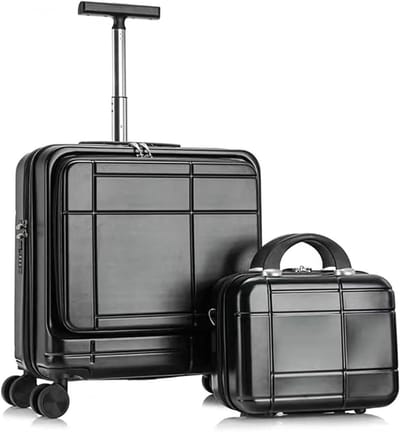 Reis Tassen Set - Koffer Trolley - Reizen Organiseren - Krasbestendige Structuur - 14+18 inch - Zwart