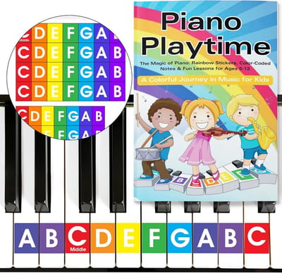 Regenboog Kleur Piano Stickers en Leerboek voor Kinderen en Beginners
