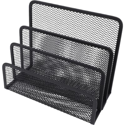 Organisateur de courrier de bureau en maille métallique à 3 compartiments Porte-lettres classeur de bureau pour bureau à domicile 3 niveaux Noir Lettre