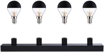 Set LED-spiegellamp Regula II Inclusief fluorescentielampen 4-vlammig IP44 E14 2700K 4x470lm 230V 4x4,5W dimbaar Zwart, Kopspiegel zwart mat