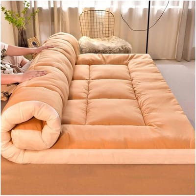 Opvouwbare Slaapmat - Japanse Futonmatras - Vloerbed Camping - Ruimtebesparend Ontwerp - 10x10x10 mm - Naturel