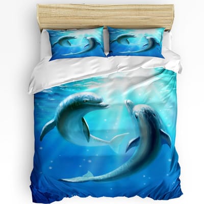 Haaien Beddengoed Set Voor Slaapkamer Bed Huis Bewoners Van Oceaan Haaien Walvissen Dolfijnen Octopus Dekbedovertrek Quiltovertrek Kussensloop EU single(135x200cm)