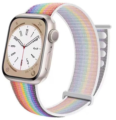 Nylon bandje - geschikt voor Apple Watch series 1/2/3/4/5/6/7/8/9/10/11/ SE (1,2,3) / Ultra (1,2,3) met maat 44 mm / 45 mm / 46 mm / 49 mm - klittenband - kleurrijk