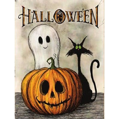 Halloween Diamond Painting Cartoon Diamond Borduurpompoen Volledige ronde Ghost Diamond Painting 20X30CM beige