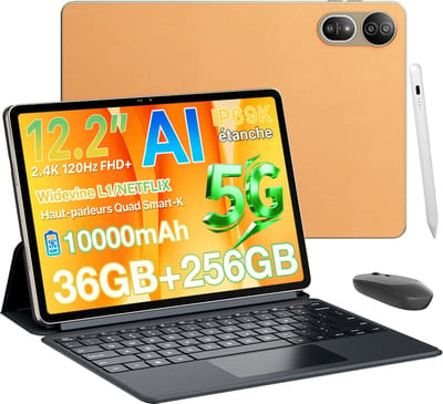 Tablette Blackview Mega 12 - 12,2 inch - Android 16 - 5G - 36GB RAM - 256GB ROM - 10000mAh Accu - 50MP+8MP Camera - Met toetsenbord en stylus - Gouden