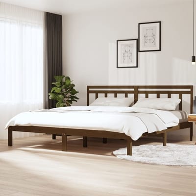 vidaXL - Bedframe - massief - grenenhout - honingbruin - 200x200 - cm