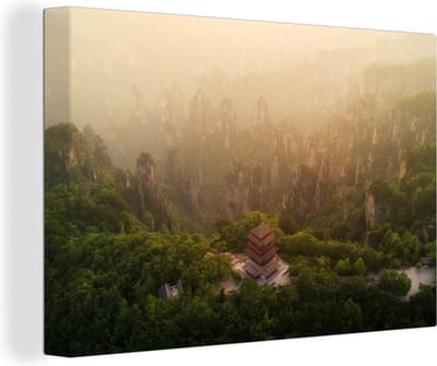 Canvas Schilderij Zhangjiajie Nationaal Park - 90x60 cm - Wanddecoratie