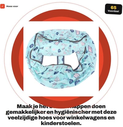 Dailygoods- Winkelwagenhoes 2-in-1 - Kinderstoelhoes - Comfortabel - Zacht - Antibacterieel - Opvouwbaar 65x35x40cm - Kinderwagenhoes