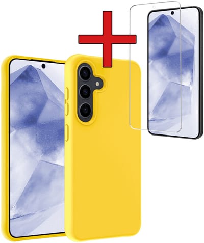 Hoesje - Met Screenprotector - Geschikt voor Samsung Galaxy A56 - Sterk & Shockproof - Telefoon Hoes - Back Cover - Siliconen Case - Telefoonhoes - Geel