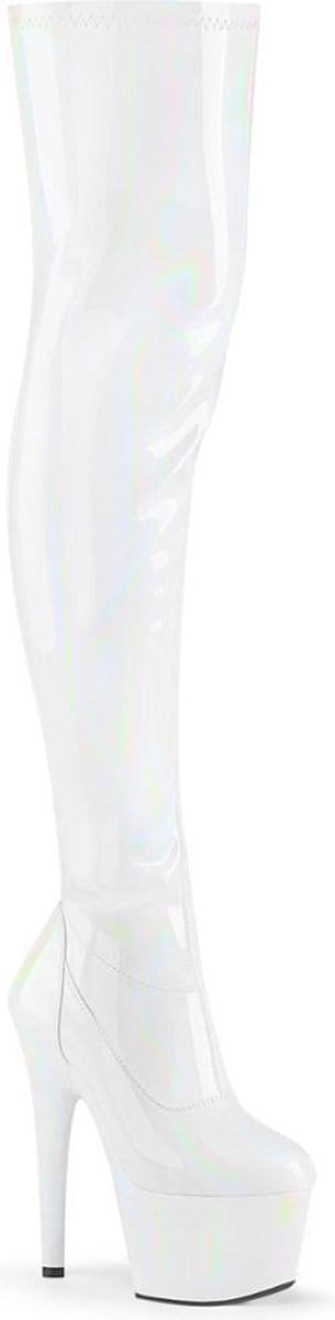 Pleaser - ADORE3000HWR Plateau Overknee Laarzen - Paaldans schoenen - 37 Shoes - Wit