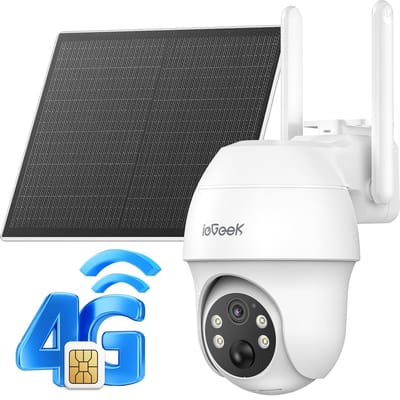 ieGeek Security Buitencamera S11 4G LTE – Outdoor Cam - 2K UHD – Pan & Tilt – Zonnepaneel – RIP-Bewegingssensor – Inclusief SIM-kaart
